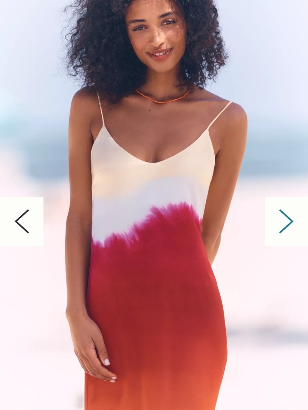 Sunset Ombre Slip Dress in Cream and Red